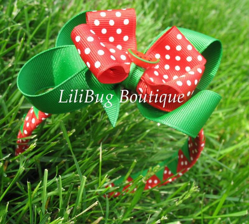 Lilibug Wassermelone Gewebte Stirnband Und Hairbow Set von LiliBugBoutique
