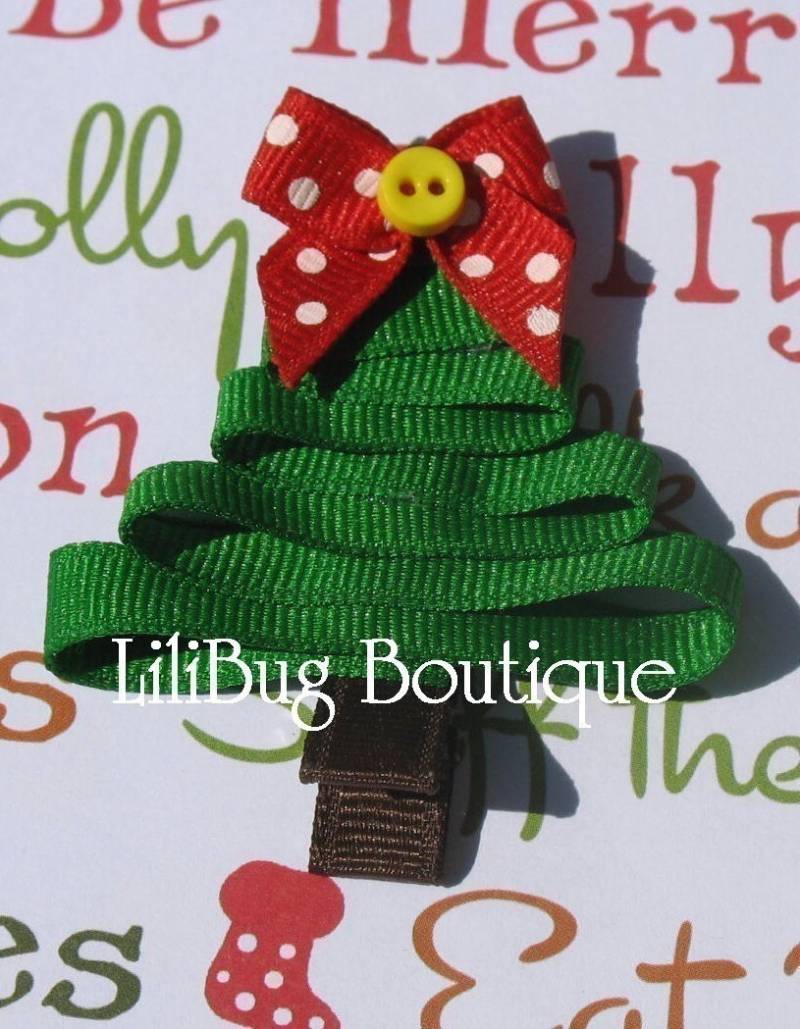 Lilibug Winter Weihnachtsbaum Haarspange von LiliBugBoutique