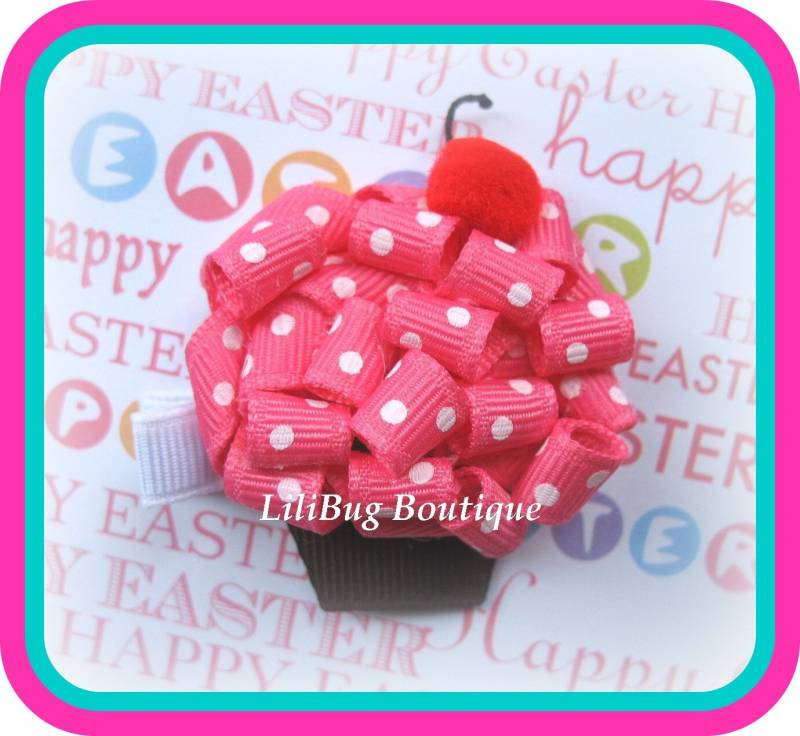 Polka Dot Cupcake-Haarspange - Wählen Sie Die Farbe von LiliBugBoutique