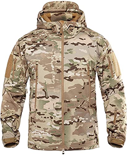 LiliChan Militärische Softshell-Taktikjacke für Herren Outdoor-Sportarten Jagdarmee Wasserdichter Oberbekleidung-Mantel (Tarnen, XX-Large) von Lilychan