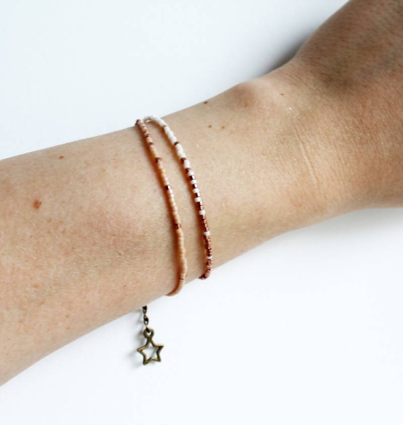 Armband "French Touch 2" in Weiß, Rosa Und Kupfer Perlen von LiliLor