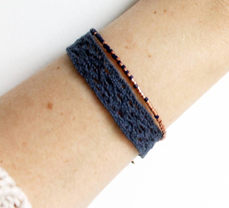 "Médiline" Blaue Spitze, Kobalt Und Kupfer Perlen Armband von LiliLor