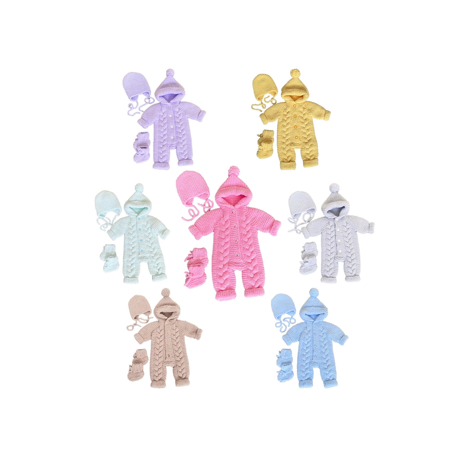 Handgestricktes Baby Strampler-Set - Winter Strickkleidung Für Neugeborene Strampler + Mütze Söckchen Selbstgestrickt Geschenkidee von LiliaStrickzauber