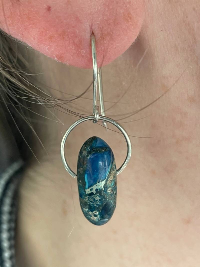 Ohrringe Aus Blauem Ozean Jaspis Und Sterling Silber Ohrringe Aus Blauem Ozean Jaspis Und Sterling Silber von LiliacLilli