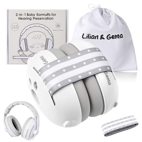 Lilian&Gema 2 in 1 Babykopfhörer, beschlagfrei, Gehörschutz, verstellbares Kopfband, rutschfest und drucklos, Gehörschutz, ideal für Kinder bis 48 Monaten, weiß Lilian&Gema 2 in 1 Babykopfhörer, beschlagfrei, Gehörschutz, verstellbares Kopfband, rutschfest und drucklos, Gehörschutz, ideal für Kinder bis 48 Monaten, weiß von Lilian&Gema