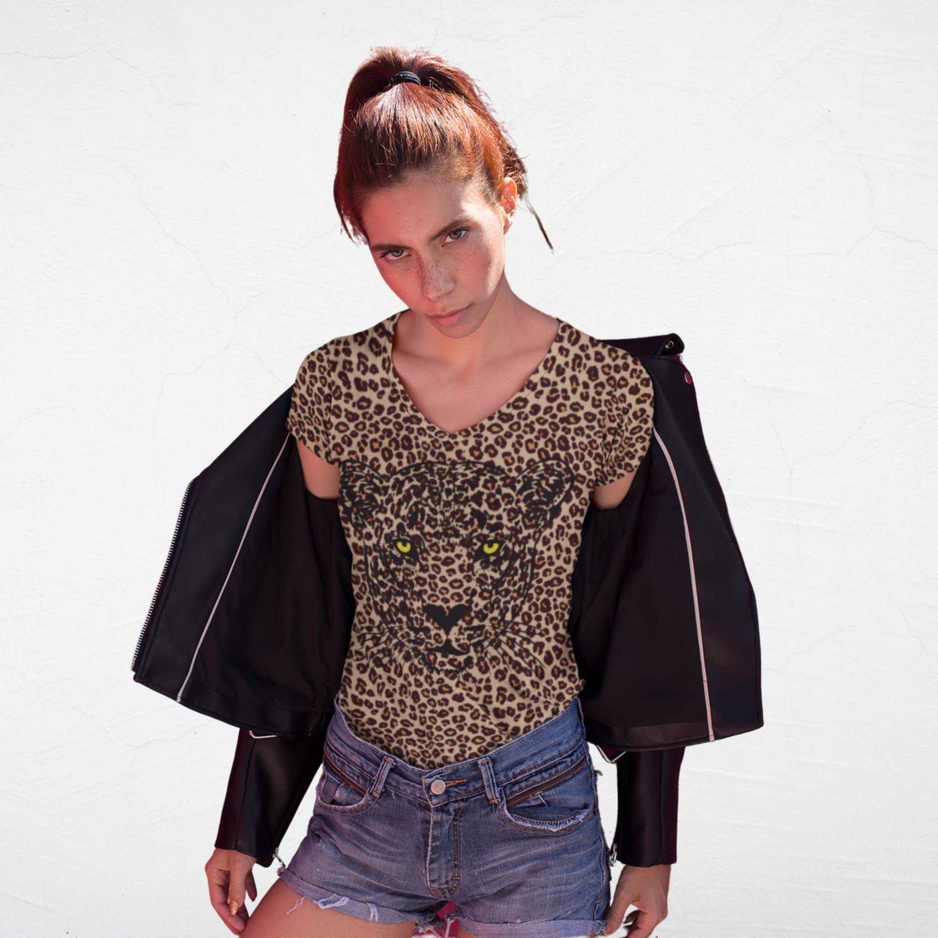 Leopard Print Shirt, Kurzarm T-Shirt Für Frauen, Shirts Crewneck Damen All-Over Athletic von LiliandMattDesign