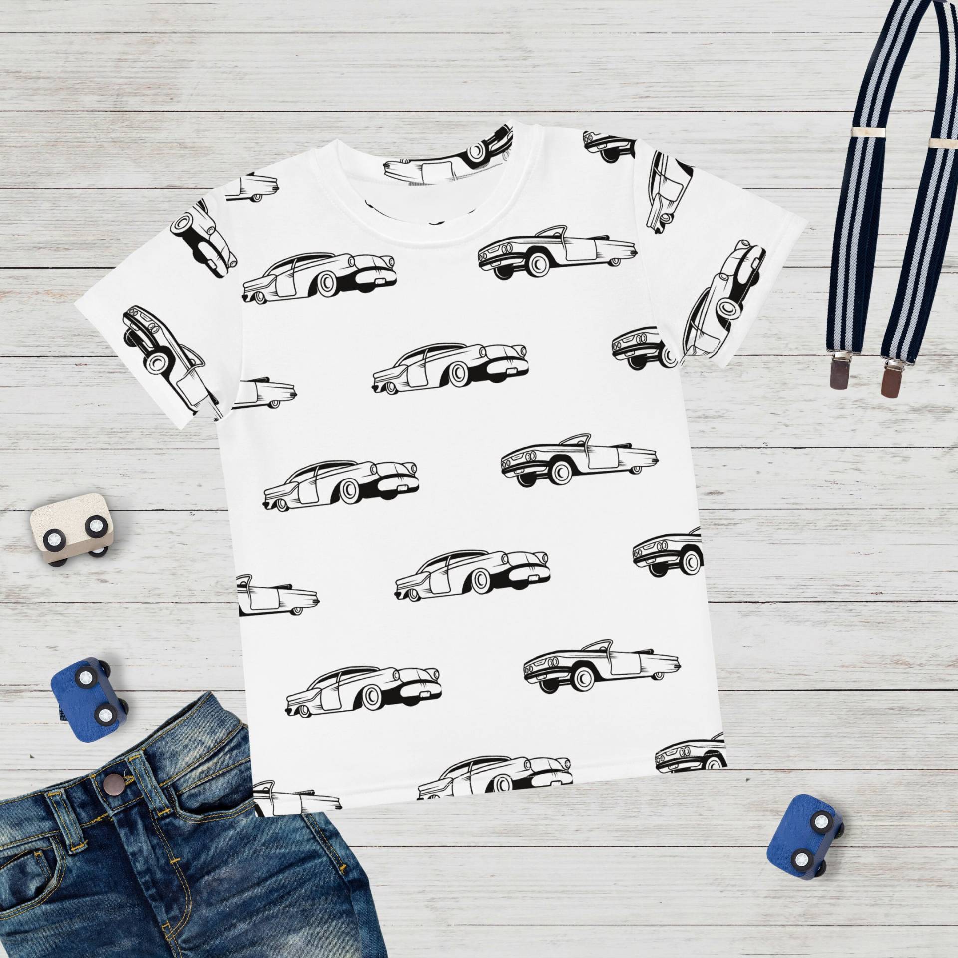 Oldtimer Kinder T-Shirt, Classic Muscle Car Shirt, Vintage Autos Für Kinder, Rennauto Liebhaber Kind, Junge, Geschenk Autoliebhaber von LiliandMattDesign