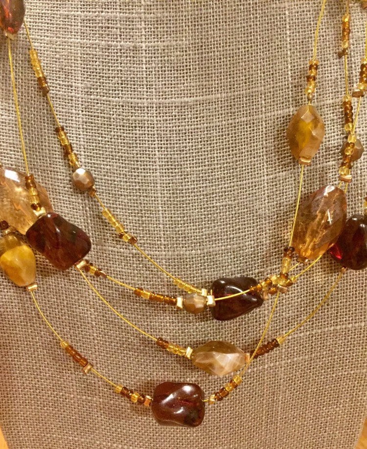 Vintage Große Multi Stones Floating Drape Halskette, Strang Perlen Halskette Vintage Große Multi Stones Floating Drape Halskette, Strang Perlen Halskette von LiliasAntiques