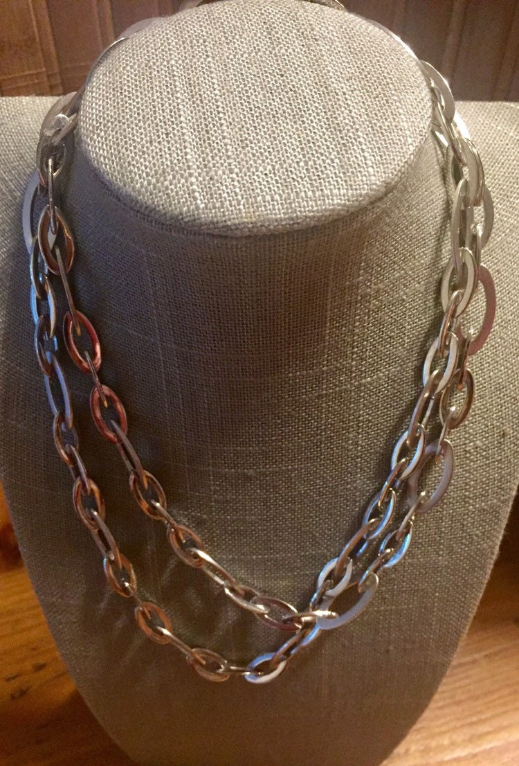 stilvolle Designer Oval Link Kette Halskette, Poliert Und Matt Links 34" Lange Tg3 von LiliasAntiques