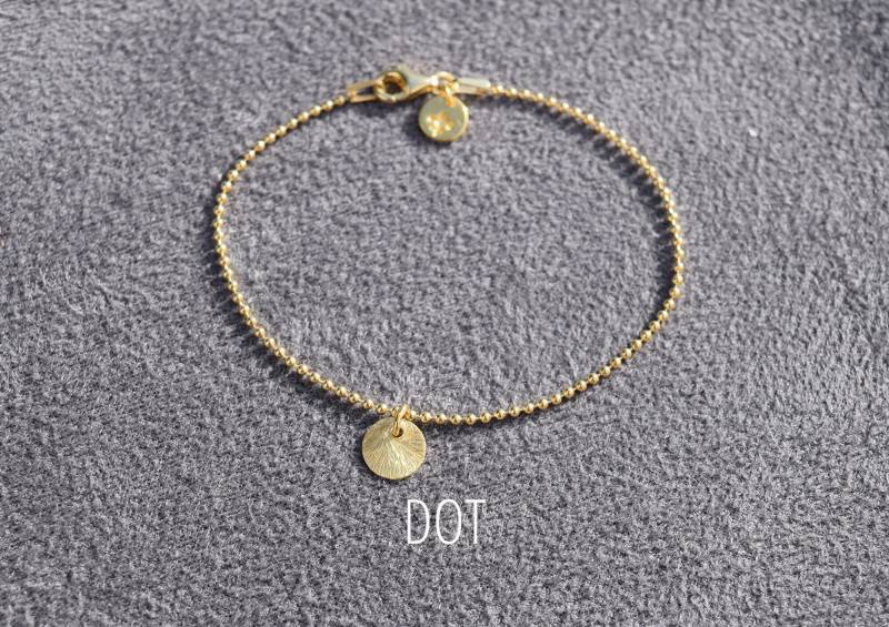 Dot | Armband Freundschaftsbändchen Kugelarmkettchen Mit 925 Sterling Silber Vergoldet Love Armkettchen Punkt Gold von Lilienglueck