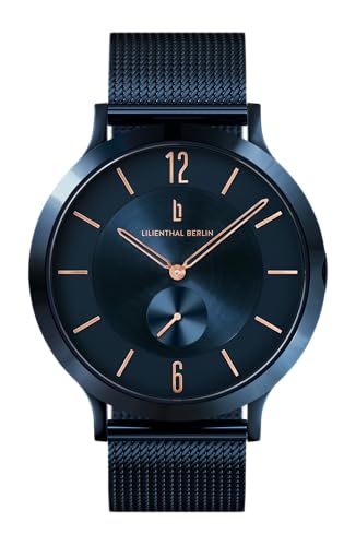Lilienthal Berlin Herrenuhr The Classic in Blue Rose – Armbanduhr am blauen Mesh-Armband – aus Chirurgenstahl mit einem Quarzuhrwerk & saphirgehärtetem Mineralglas – 42,5 mm von Lilienthal