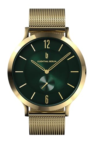 Lilienthal Berlin Herrenuhr The Classic in Gold Green – Armbanduhr am goldenen Mesh-Armband – aus Chirurgenstahl mit einem Quarzuhrwerk & saphirgehärtetem Mineralglas – 42,5 mm von Lilienthal