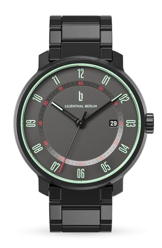 Lilienthal Berlin Neolux Automatik Uhr Grey Mint – hochwertige Herrenuhr am schwarzen Edelstahl-Armband aus blauem Chirurgenstahl mit einem Automatikwerk & Saphirglas – 42,5 mm von Lilienthal