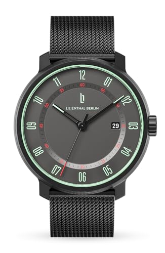 Lilienthal Berlin Neolux Automatik Uhr Grey Mint – hochwertige Herrenuhr am schwarzen Mesh-Armband aus blauem Chirurgenstahl mit einem Automatikwerk & Saphirglas – 42,5 mm von Lilienthal