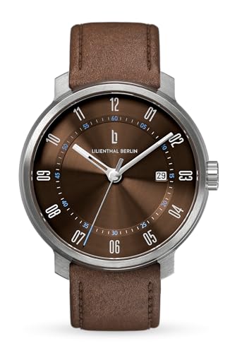 Lilienthal Berlin Neolux Automatik Uhr Silver Brown – hochwertige Herrenuhr am braunen Leder-Armband aus blauem Chirurgenstahl mit einem Automatikwerk & Saphirglas – 42,5 mm von Lilienthal