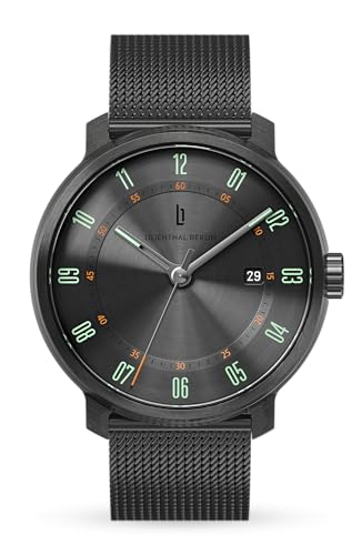 Lilienthal Berlin Neolux Automatik Uhr Slate Grey – hochwertige Herrenuhr am grauen Mesh-Armband aus blauem Chirurgenstahl mit einem Automatikwerk & Saphirglas – 42,5 mm von Lilienthal