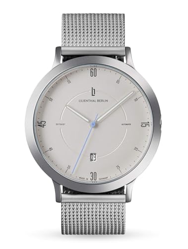 Lilienthal Berlin Zeitgeist Automatik Uhr All Silver – hochwertige Herrenuhr am silbernen Mesh-Armband aus silbernem Chirurgenstahl mit einem Automatikwerk & Saphirglas – 42,5 mm von Lilienthal
