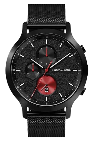 Lilienthal Berlin Chronograph Limited Edition Remix II in anthrazit - Herrenuhr am schwarzen Mesh-Armband aus Edelstahl mit einem Quarzuhrwerk & saphirgehärtetem Mineralglas - 42,5 mm von Lilienthal