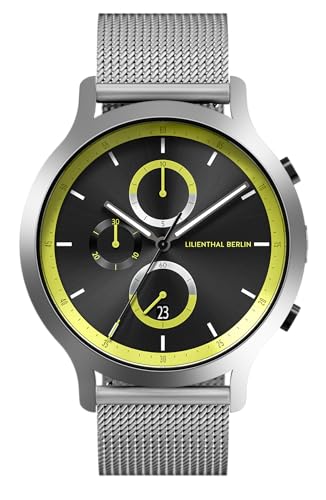 Lilienthal Berlin Chronograph Remix II in anthrazit – Herrenuhr am silbernen Mesh-Armband aus Chirurgenstahl mit einem Quarzuhrwerk & saphirgehärtetem Mineralglas – 42,5 mm von Lilienthal