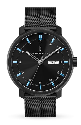 Lilienthal Berlin Neolux Day Date Automatik Uhr Black Blue – hochwertige Herrenuhr am schwarz mattem Mesh-Armband aus Chirurgenstahl mit Automatikwerk & saphirgehärtetem Mineralglas – 42mm Lilienthal Berlin Neolux Day Date Automatik Uhr Black Blue – hochwertige Herrenuhr am schwarz mattem Mesh-Armband aus Chirurgenstahl mit Automatikwerk & saphirgehärtetem Mineralglas – 42mm von Lilienthal