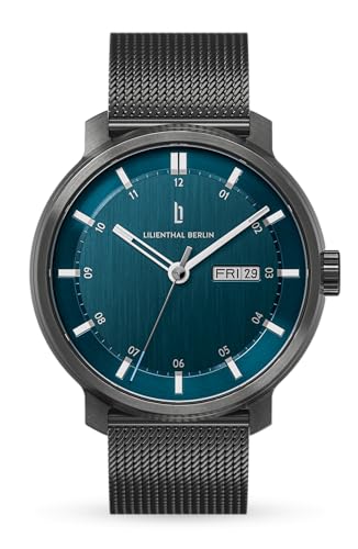 Lilienthal Berlin Neolux Day Date Automatik Uhr Dark Silver Blue – hochwertige Herrenuhr am anthraziten Edelstahl-Armband aus Chirurgenstahl mit Automatikwerk & saphirgehärtetem Mineralglas – 42mm Lilienthal Berlin Neolux Day Date Automatik Uhr Dark Silver Blue – hochwertige Herrenuhr am anthraziten Edelstahl-Armband aus Chirurgenstahl mit Automatikwerk & saphirgehärtetem Mineralglas – 42mm von Lilienthal