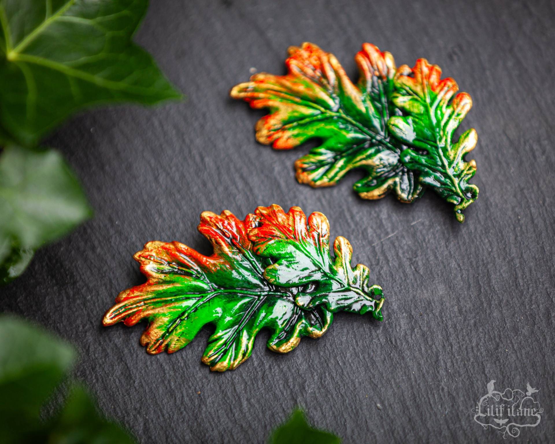 1x Große Eichenblätter Brosche in Herbstlichen Farben von LilifIlaneARTWORK