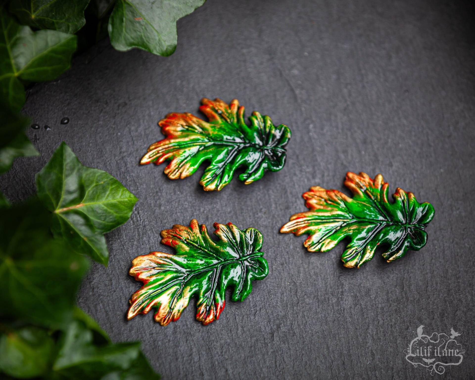 1x Großer Eichenblatt Haarclip in Herbstlichen Farben von LilifIlaneARTWORK