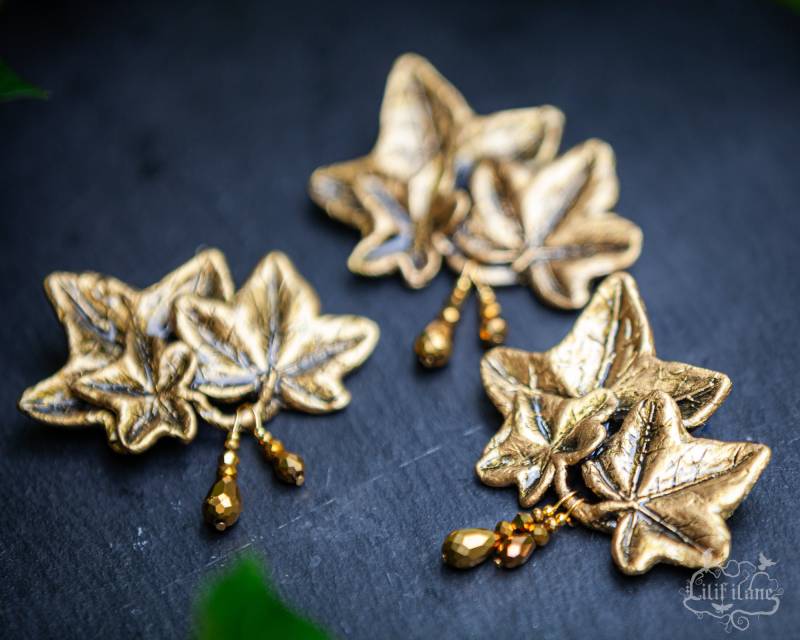 1x Handgefertigte Efeu Brosche in Gold Tönen 1x Handgefertigte Efeu Brosche in Gold Tönen von LilifIlaneARTWORK