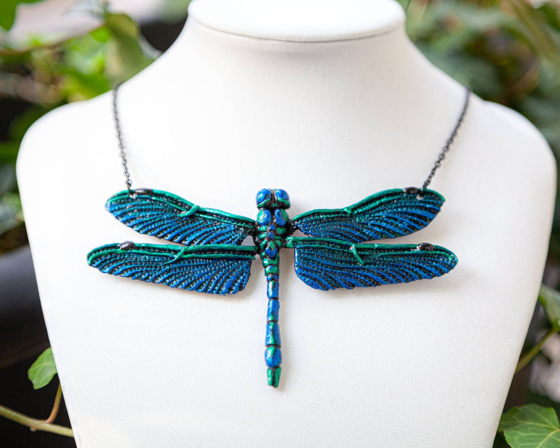 Libellen Halskette - Blau/Grün, Dragonfly Necklace Blue/Green, Kette, Fantasy, Jewelry, Fairy von LilifIlaneARTWORK