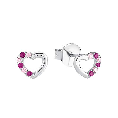 Prinzessin Lillifee Ohrstecker 925 Sterling Silber Mädchen Kinder Ohrschmuck, mit Zirkonia synth., 0,5 cm, Pink, Herz, Kommt in Schmuck Geschenk Box, 2024375 von Prinzessin Lillifee