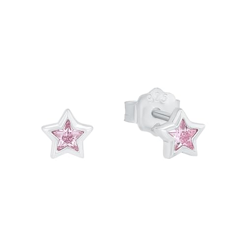 Prinzessin Lillifee Ohrstecker 925 Sterling Silber Mädchen Kinder Ohrschmuck, mit Zirkonia synth., 0,5 cm, Rosa, Stern, Kommt in Schmuck Geschenk Box, 2024372 von Prinzessin Lillifee