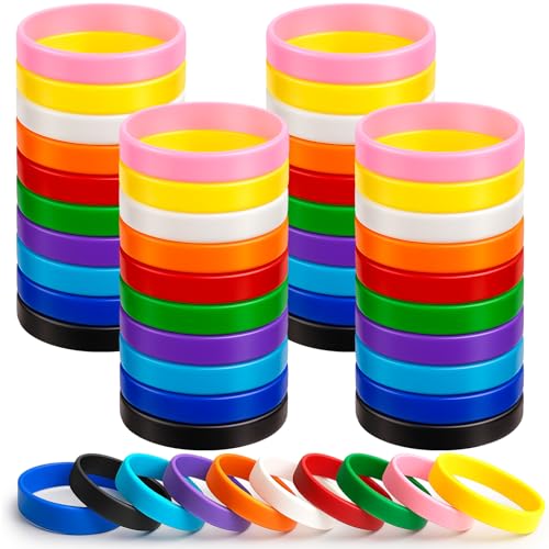 Liliful 200 Stück leere Silikon-Gummi-Armbänder – große elastische Silikon-Armbänder geeignet für Team-Events, Partys und Strumpffüller (20 x 1,2 x 0,2 cm, mehrfarbig) von Liliful
