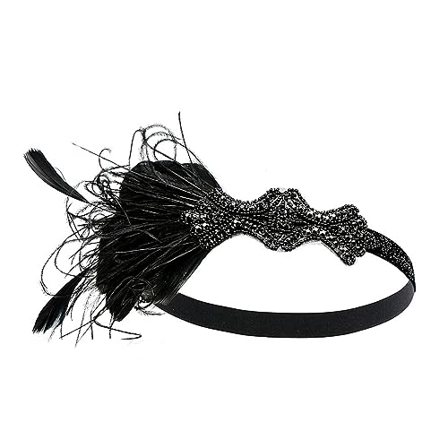 Feder-Stirnband, Pailletten-Stirnband für Maskerade, Party, Federn, Fascinator, Stirnband, Cocktail-Kopfbedeckung von Lilinzhi