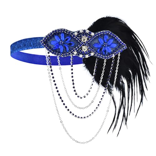 Feder-Stirnband, Pailletten-Stirnband für Maskerade, Party, Federn, Fascinator, Stirnband, Cocktail-Kopfbedeckung von Lilinzhi