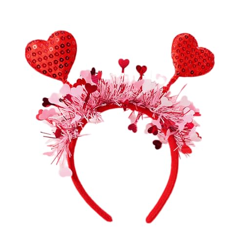 Niedliches Valentinstag-Stirnband mit Herz, Mädchen, Valentinstag-Stirnband mit Lametta, für Damen, Teenager, Glitzer-Haar-Accessoire von Lilinzhi