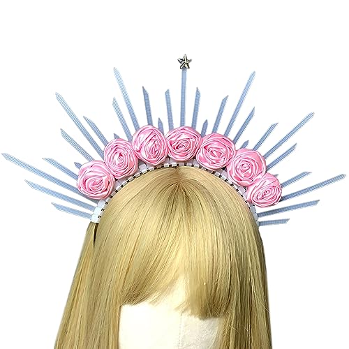 Rose Spiked Crown Haarreif Vintage Festzug Haarschmuck für Hochzeit Stirnband Braut Foto Requisiten von Lilinzhi