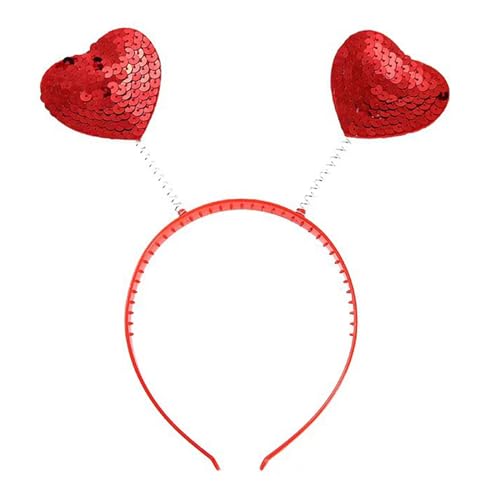 Valentinstag-Stirnband für Damen, Glitzer-Pailletten, Herz-Haarbänder, süße Liebesform, Bopper, Party-Haarschmuck von Lilinzhi