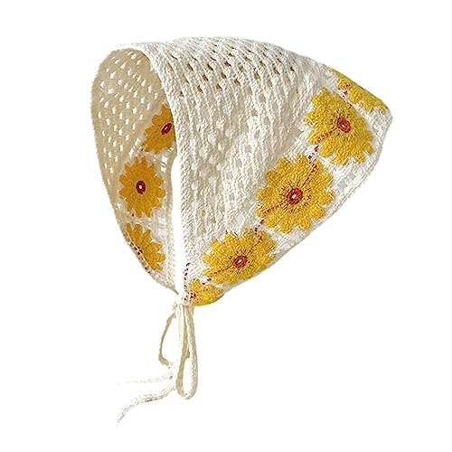 Vintage-Haarband für Damen, Blumen-Design, gestrickt, Dreieck-Schal, niedlich, elastisch, für Sommer, Reisen, Haarschmuck von Lilinzhi
