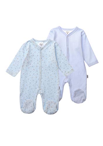 Liliput Babys 2er-Pack Schlafoveralls hellblau mit Druck Elefant/hellblau-gestreift 74/80 von Liliput