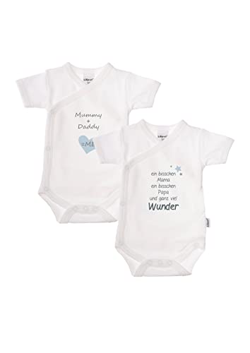 Liliput Babys 2er Set Babys Kurzarm Wickelbody mit Druckknöpfen I Baby Body mit Spruch Wunder mit Druckknöpfen weiß 44 von Liliput