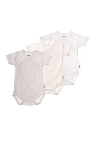 Liliput Babys Kurzarm-Wickelbody 3er-Pack weiß/grau-gestreift/Druck Stern 50/56 von Liliput