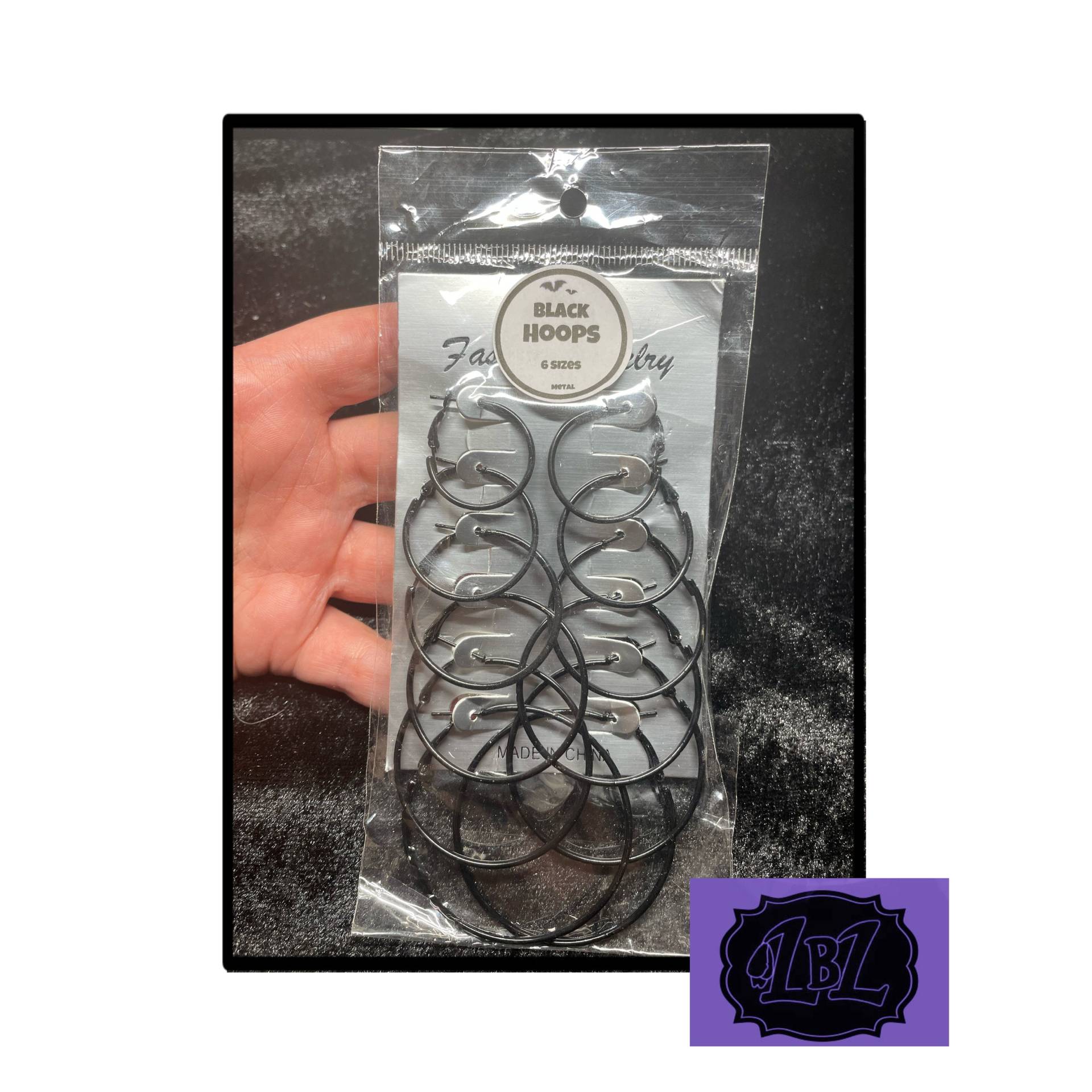 6 Paare, Creolen, Ohrringe, Hoops, Schwarz, Diy Schmuck, Gothic von LilithBLCrafts