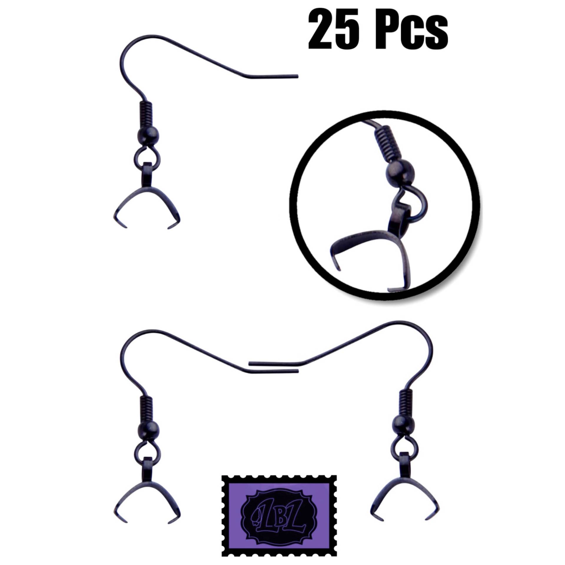 Ohrringhaken Schwarz, Edelstahl, 25 Stück, Mit Anhängerverschluss, Kugelhaken, Diy Schmuck, Gothic von LilithBLCrafts