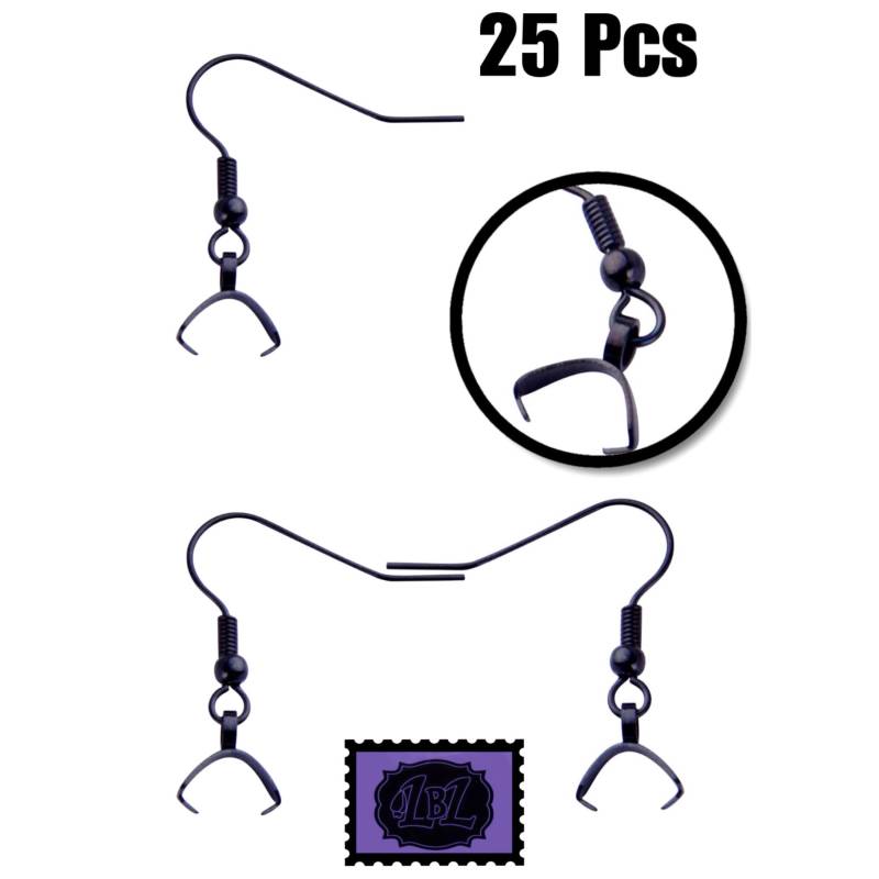 Ohrringhaken Schwarz, Edelstahl, 25 Stück, Mit Anhängerverschluss, Kugelhaken, Diy Schmuck, Gothic von LilithBLCrafts