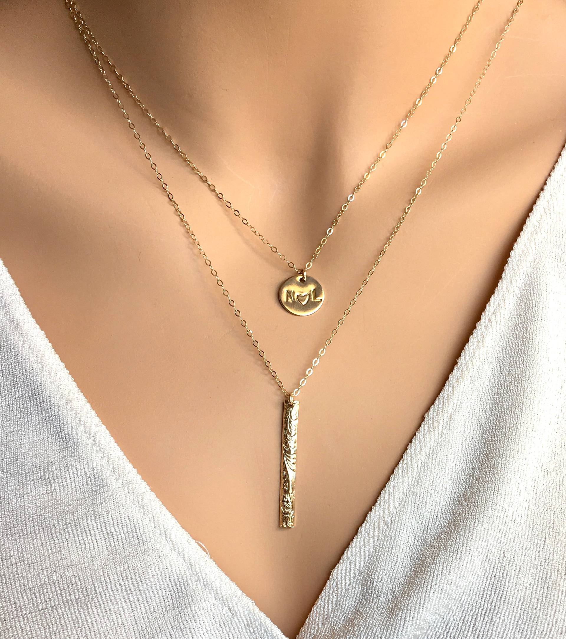 Geschichtete Zierliche Gold Vertikale Bar Halskette Blume Modernen Jugendstil Zarten 14 K Gold Füllen Geschenk Frau Sterling Silber Geschichtete Zierliche Gold Vertikale Bar Halskette Blume Modernen Jugendstil Zarten 14 K Gold Füllen Geschenk Frau Sterling Silber von LillaGems