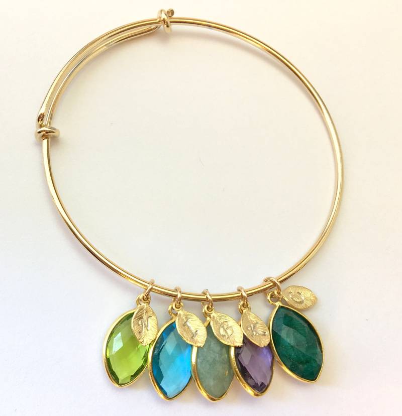 Oma Geschenk Armband Okelmüttern Geburtsstein Für Mama Initial Bangle, Personalisierte Birthstone-Familie Baum Verstellbares Schräge, Stapelbar Oma Geschenk Armband Okelmüttern Geburtsstein Für Mama Initial Bangle, Personalisierte Birthstone-Familie Baum Verstellbares Schräge, Stapelbar von LillaGems