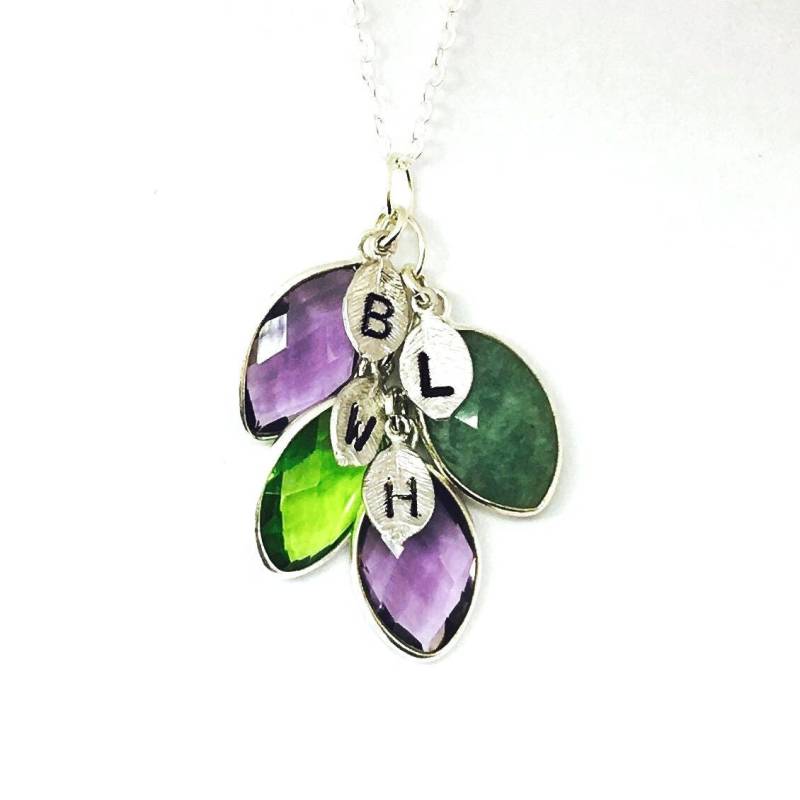 Personalisierte Halskette, Stein-Halskette, Letter Geschenk Für Mama, Familie Baum Halskette Kaskaden, Geschenkideen Charme Personalisierte Halskette, Stein-Halskette, Letter Geschenk Für Mama, Familie Baum Halskette Kaskaden, Geschenkideen Charme von LillaGems