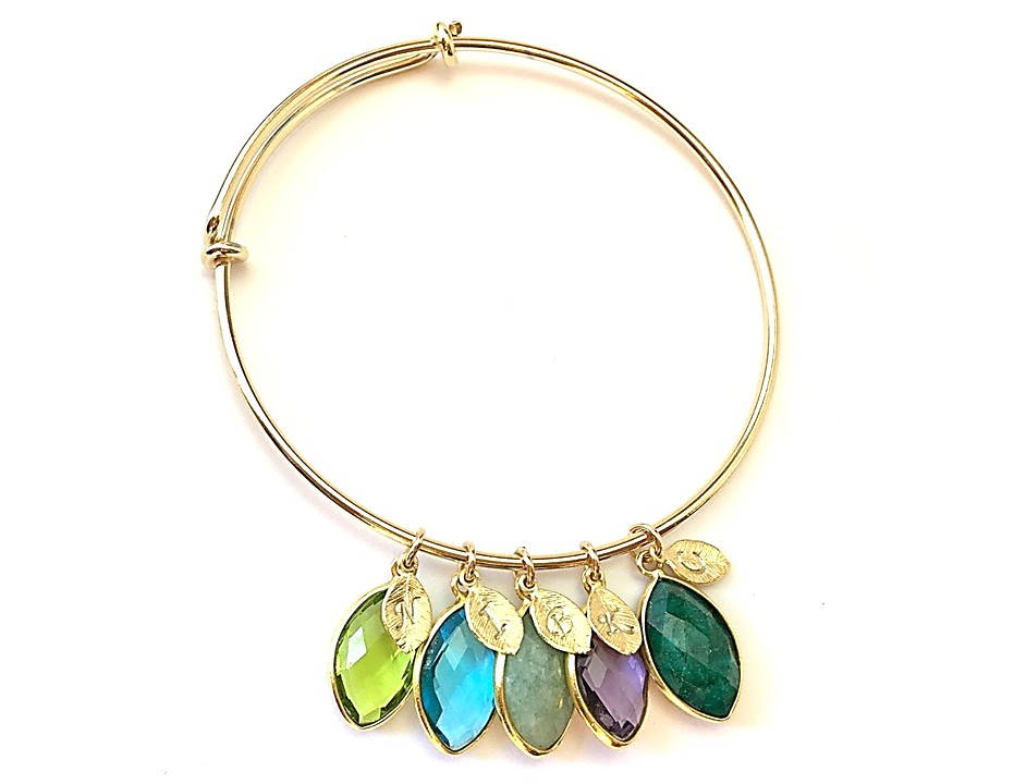 Personalisierte Mütter Geschenk Birthstone Bangle Armband, Verstellbares Schräg, Anfängliches Oma-Armband Weihnachtsgeschenk Stapelbare Bügel Personalisierte Mütter Geschenk Birthstone Bangle Armband, Verstellbares Schräg, Anfängliches Oma-Armband Weihnachtsgeschenk Stapelbare Bügel von LillaGems