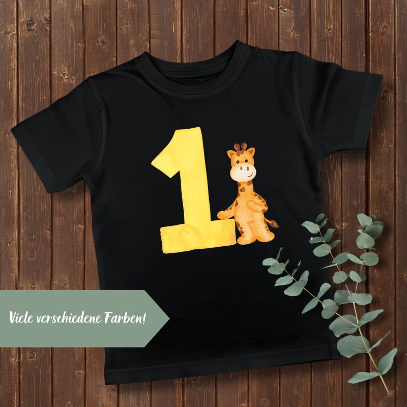 Kinder Geburtstagsshirt Mit Giraffe - Zahlen 1-9 Individuelles Geschenk T-Shirt Für Jungen Und Mädchen, Giraffenmotiv von LillabyOriginals