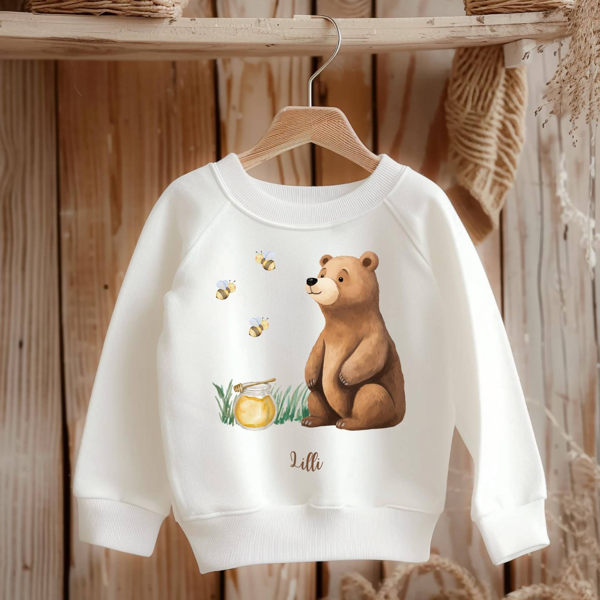 Personalisiertes Sweatshirt Kind, Personalisierter Pullover Bärmotiv, Geschenk Sweater Mädchen Und Junge, Mit Wunschname von LillabyOriginals